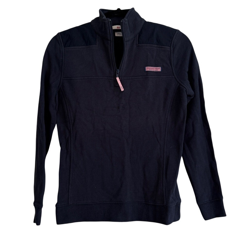 Vineyard Vines Navy‎ Blue Cotton Quarter Zip Sweatshirt Pullover XXS Preppy